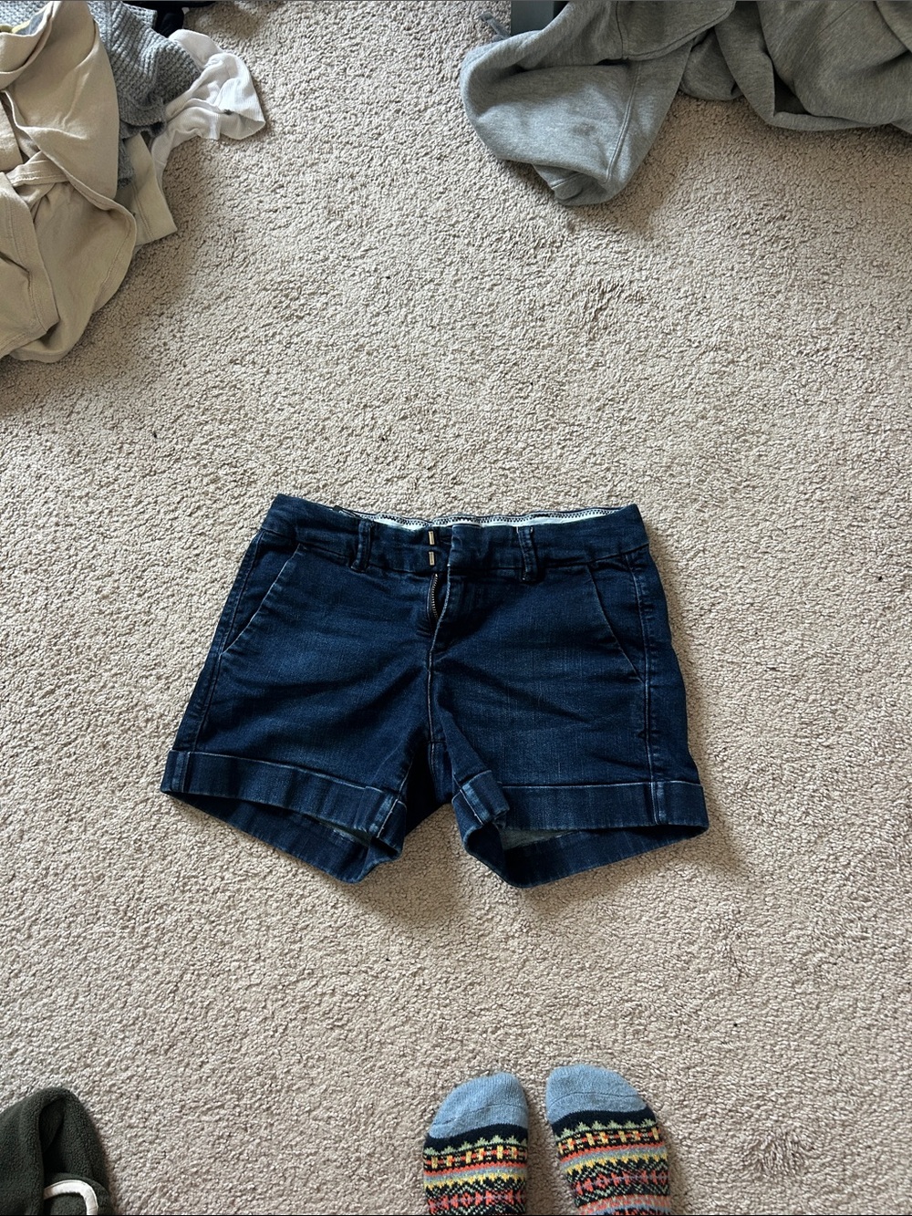 Dear John Navy Rolled Hem Denim Shorts